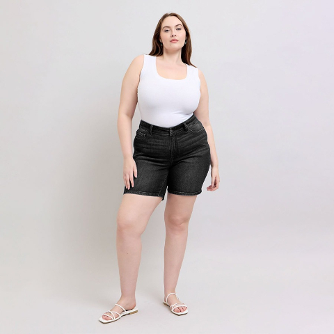 High Waist V Front Bermuda Shorts