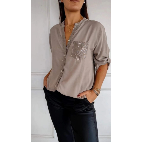 🌷Cotton V-neck Sequin Mid-sleeve Casual Top