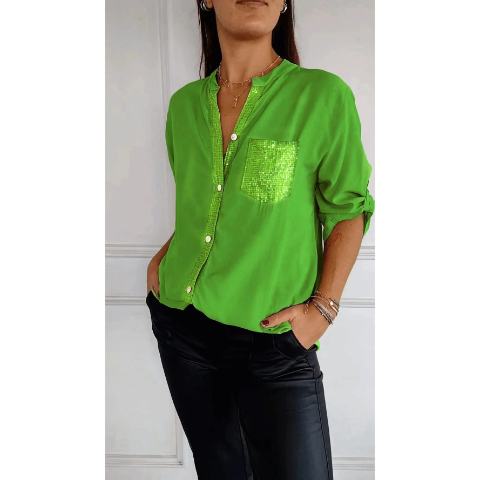 🌷Cotton V-neck Sequin Mid-sleeve Casual Top
