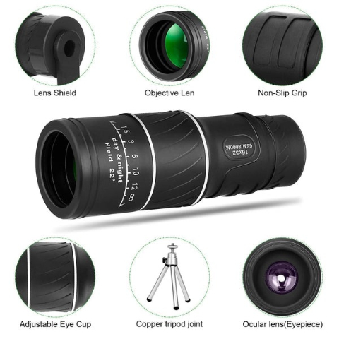 🔭 16X52 Professional High-Power 🔍 High-Definition Low-Light Night Vision Monocular Telescope🌙