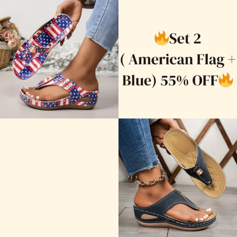 🔥Summer Best Seller🔥Women'S Patriotic Slide Sandals - Stylish American Flag Design