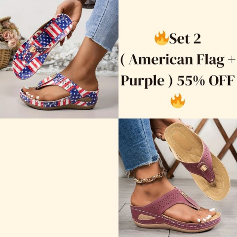🔥Summer Best Seller🔥Women'S Patriotic Slide Sandals - Stylish American Flag Design