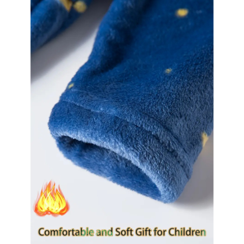 Kids Bathrobe Boys Girls Hoodie Robe Space-Themed Sleepwear Toddler Soft Pajamas