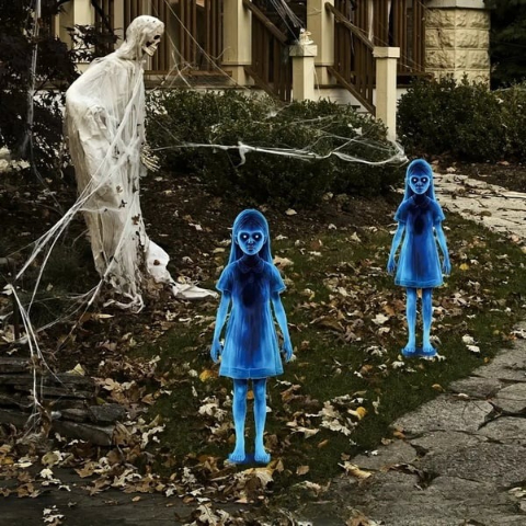 👻Halloween Haunted Twin Ghost Ground Stakes 👻 Spooky Outdoor Yard Decor