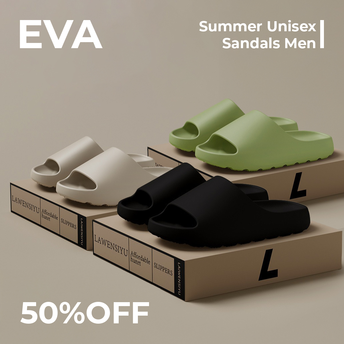 Unisex EVA Soft Slides – Lightweight, Non-slip Summer Slippers for Home & Casual Wear