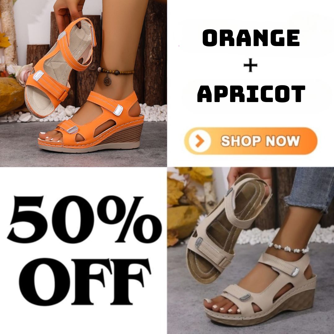 🔥Summer Best Seller🔥Women's Summer Wedge Sandals with Adjustable Strap – Open-Toe, Lightweight PU Sole & Soft Synthetic Upper for Casual and Formal Comfort
