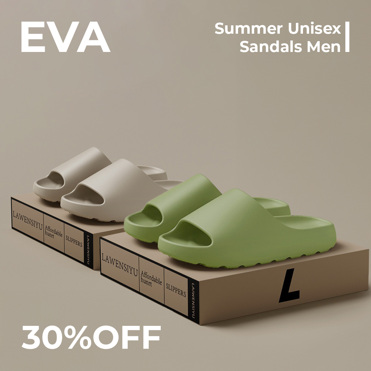 Unisex EVA Soft Slides – Lightweight, Non-slip Summer Slippers for Home & Casual Wear
