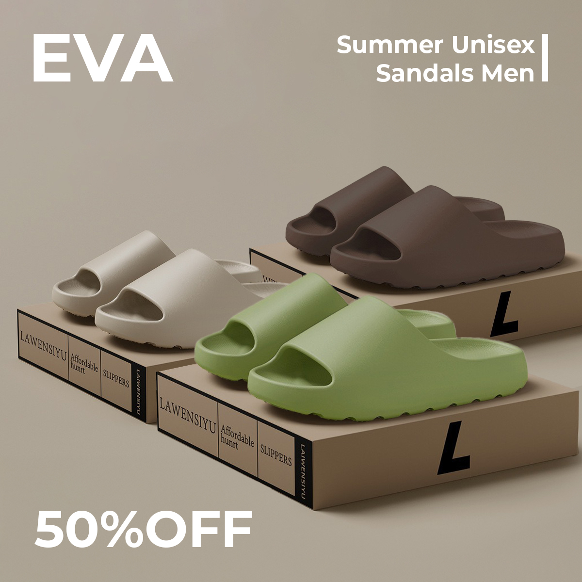 Unisex EVA Soft Slides – Lightweight, Non-slip Summer Slippers for Home & Casual Wear