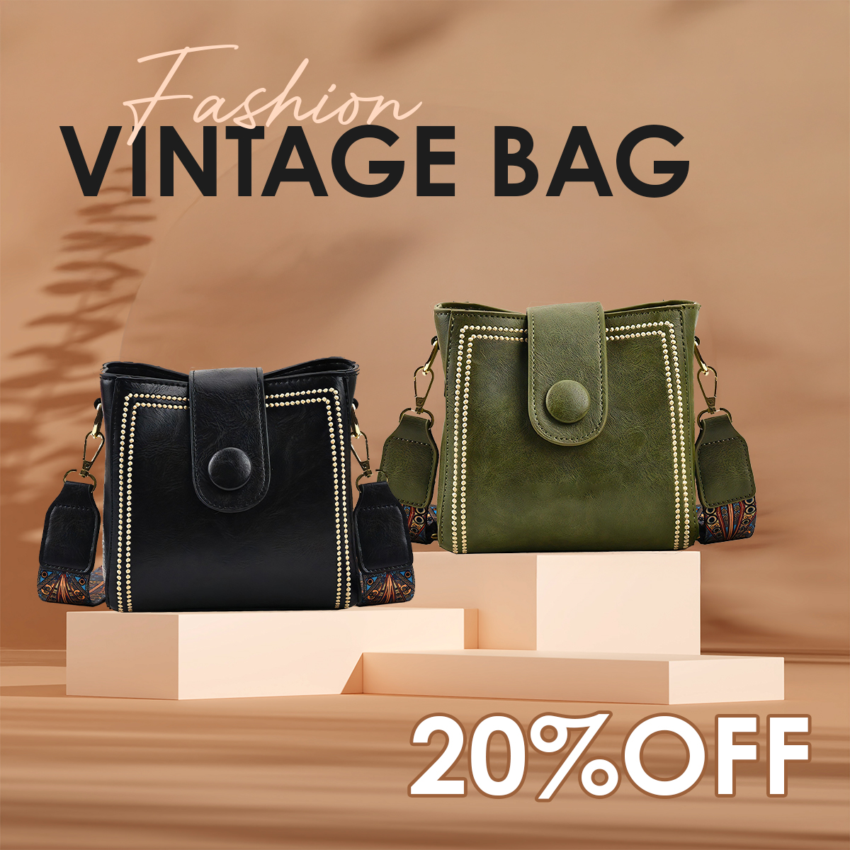 👜Vintage Fashion Bag with Adjustable Wider Shoulder Strap