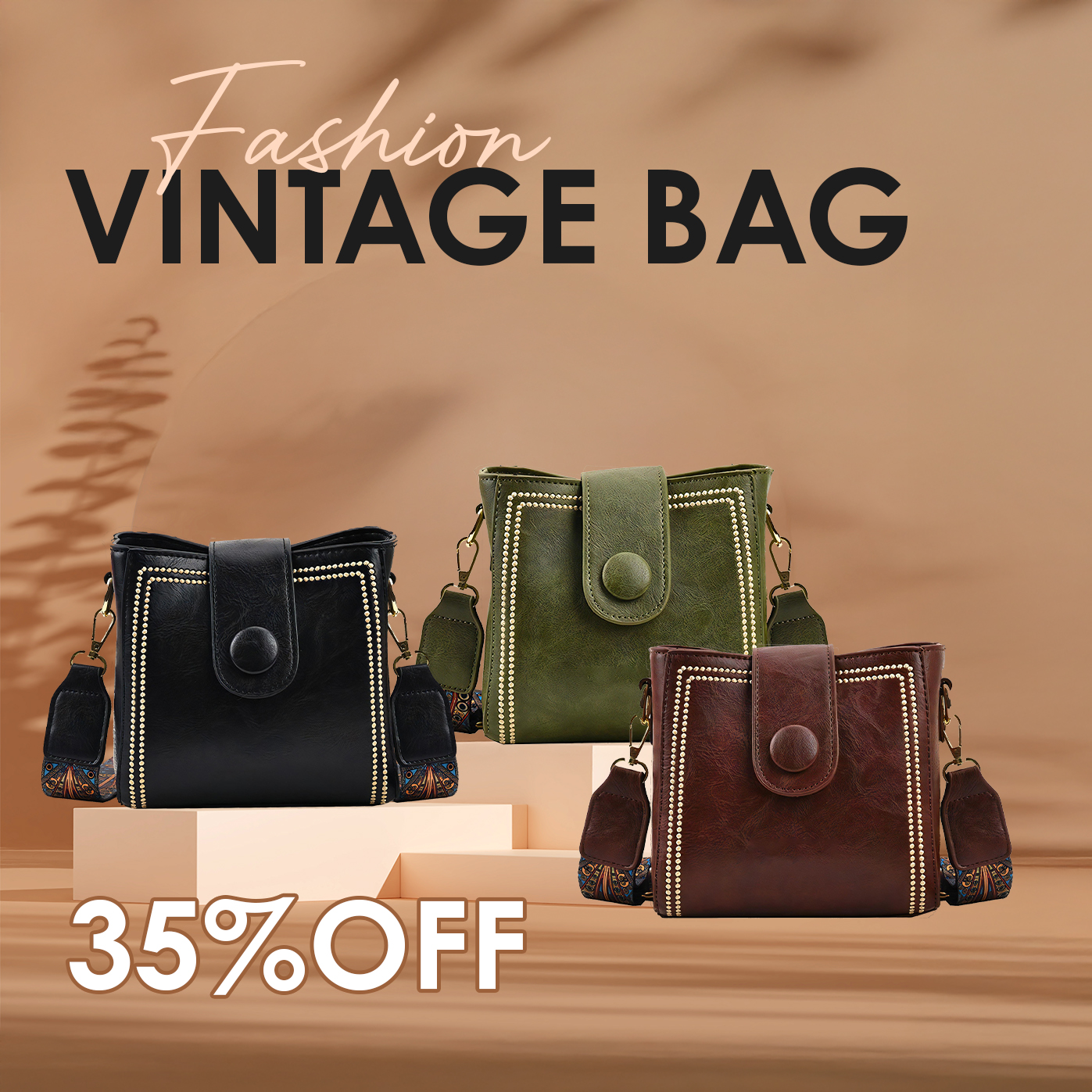 👜Vintage Fashion Bag with Adjustable Wider Shoulder Strap