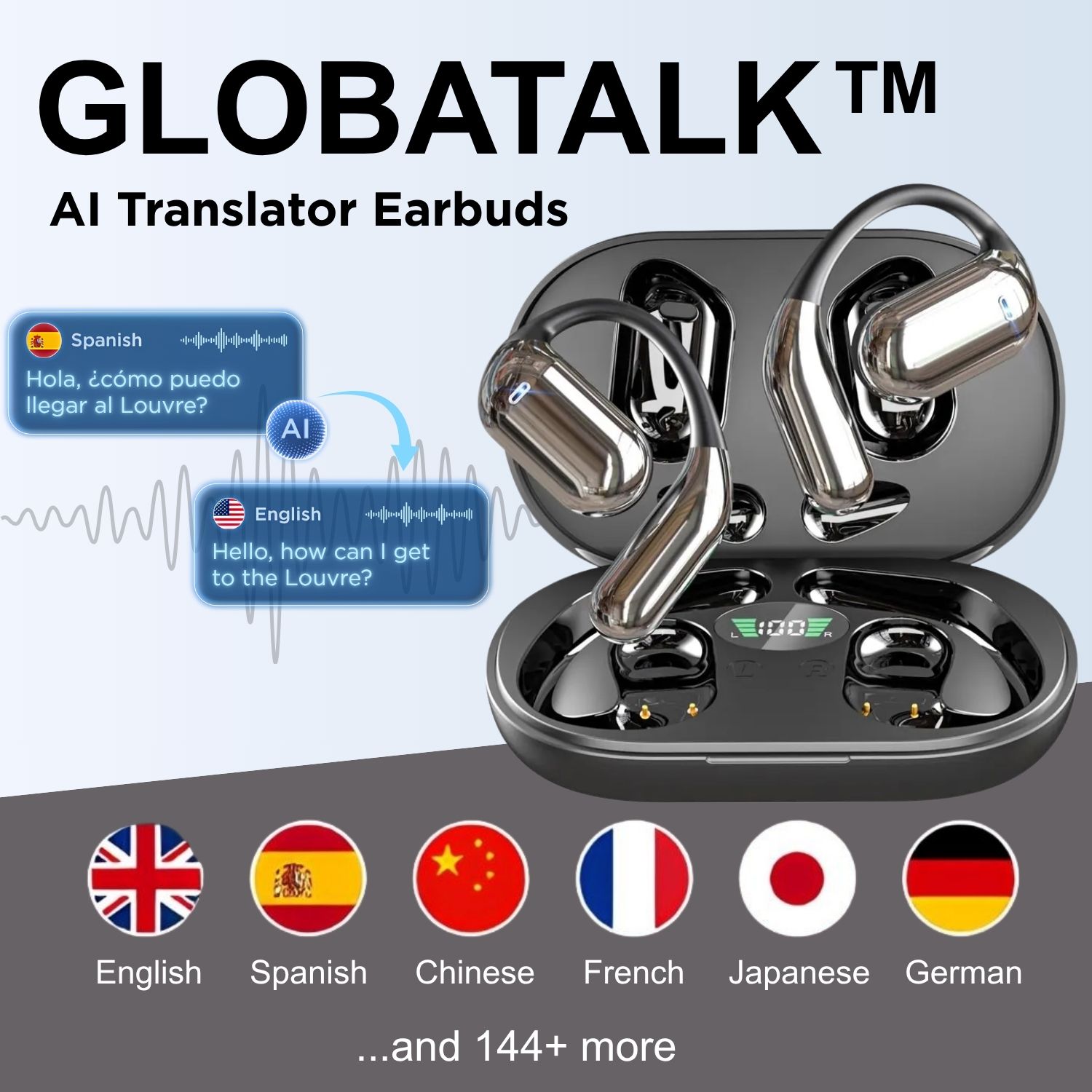 GlobaTalk™ AI Translator Earbuds