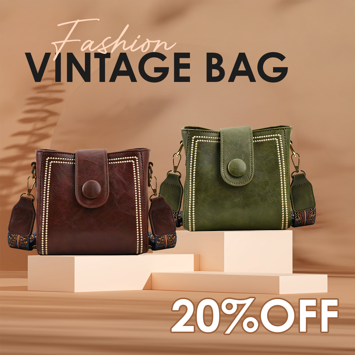 👜Vintage Fashion Bag with Adjustable Wider Shoulder Strap