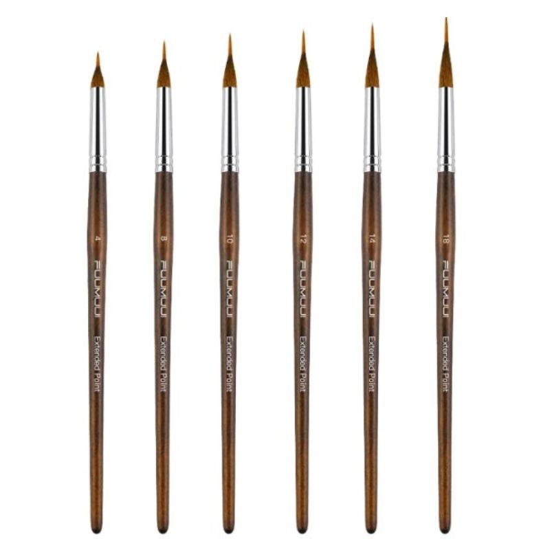 Fuumuui 4pcs/6pcs Professional Sable Watercolor Brushes