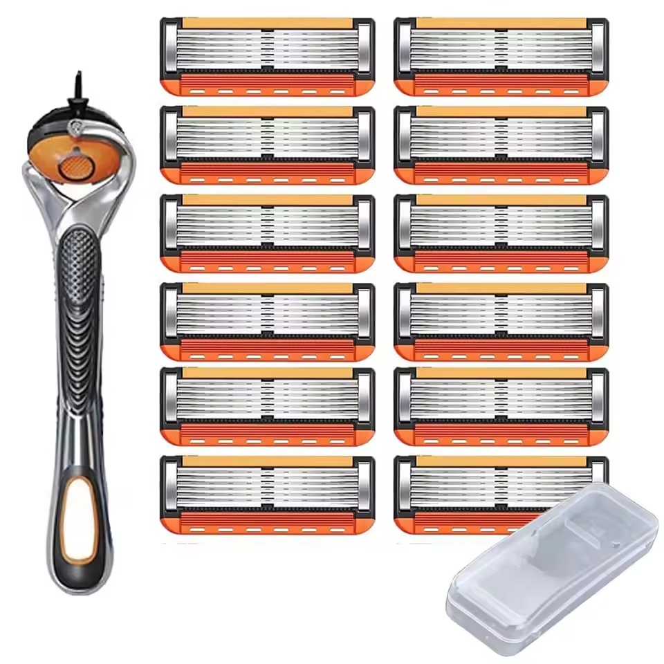 48-Piece Double Edge Safety Razor Blades Set with Free Handle,Ultra Sharp Long