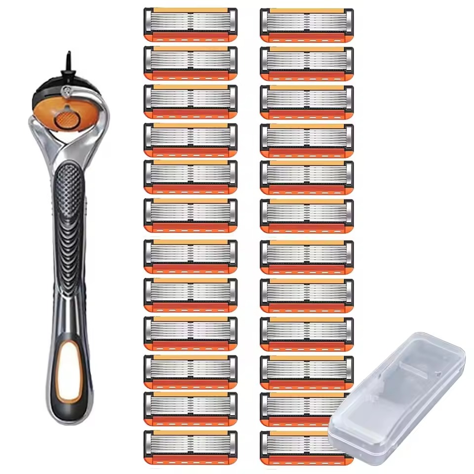 48-Piece Double Edge Safety Razor Blades Set with Free Handle,Ultra Sharp Long