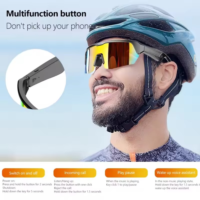 🕶️ Tint-adjustable sports sunglasses with built-in audio
