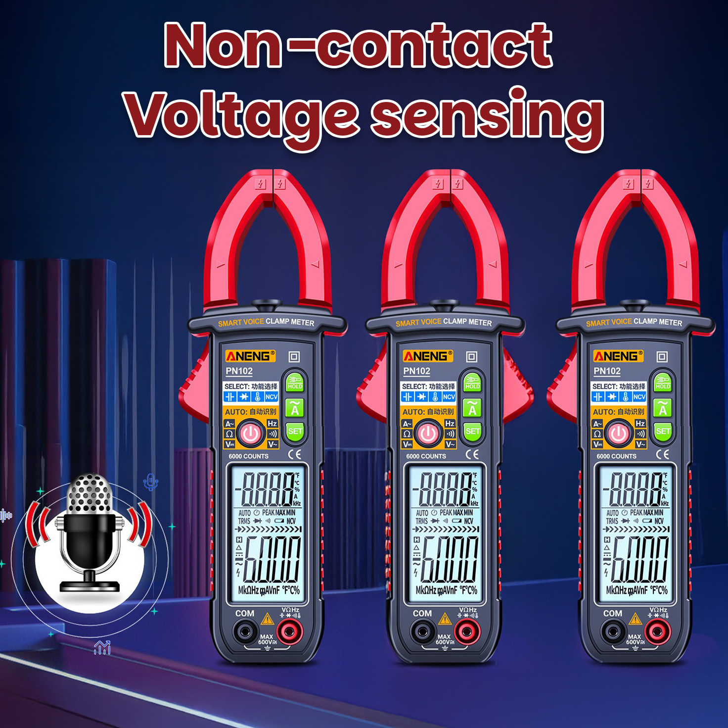 Intelligent voice-controlled clamp multimeter tester