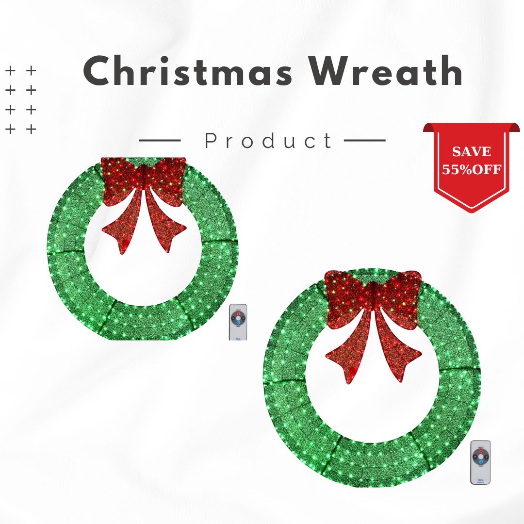 🎄 ​​Sparkle-now Pre-sale!​​ 🎀✨Pre-lit Large Christmas Wreath, Outdoor Christmas Wreath