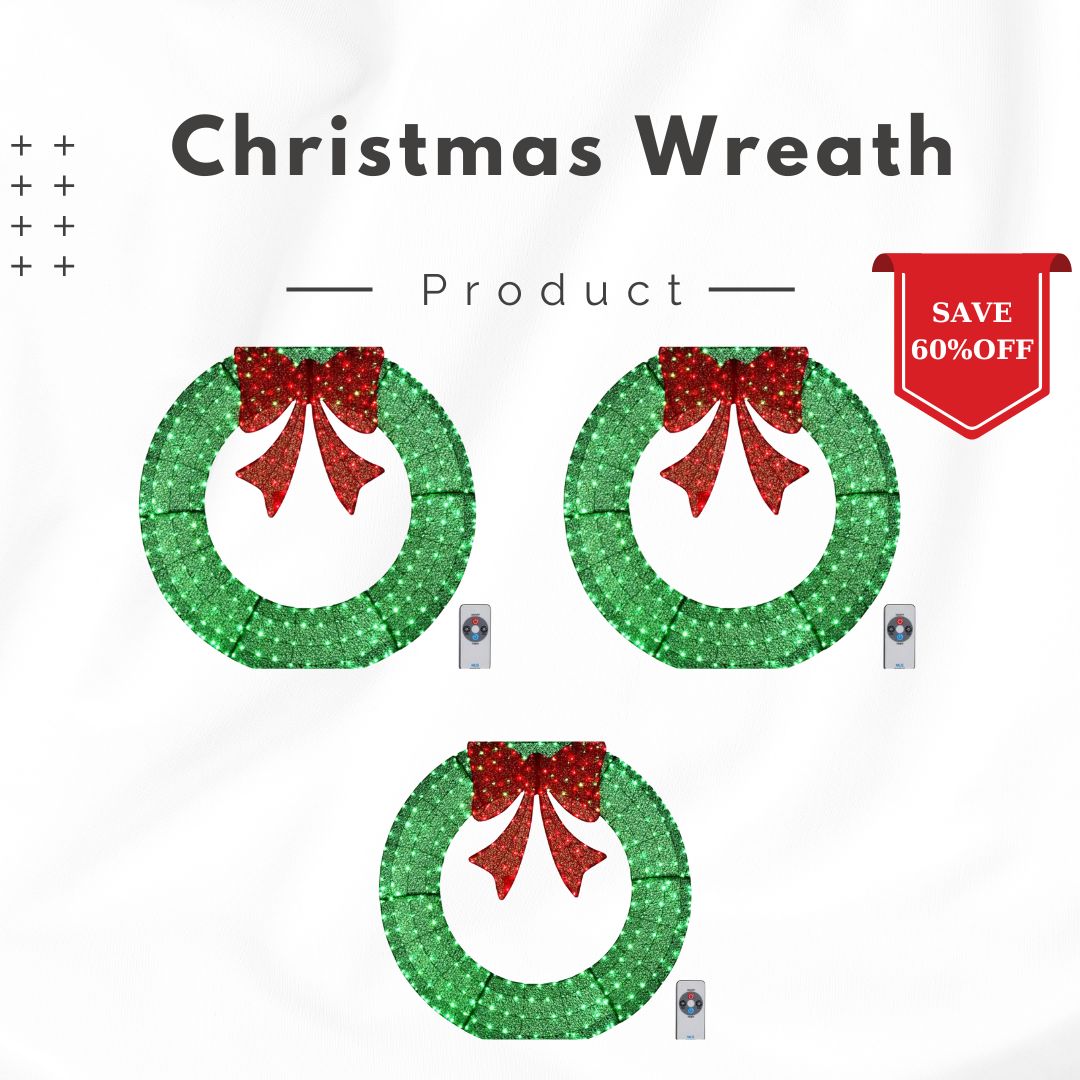 🎄 ​​Sparkle-now Pre-sale!​​ 🎀✨Pre-lit Large Christmas Wreath, Outdoor Christmas Wreath