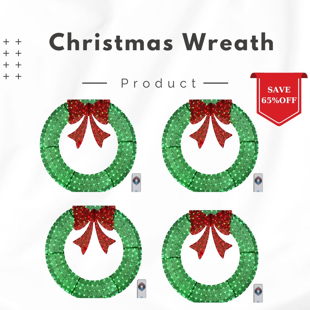 🎄 ​​Sparkle-now Pre-sale!​​ 🎀✨Pre-lit Large Christmas Wreath, Outdoor Christmas Wreath
