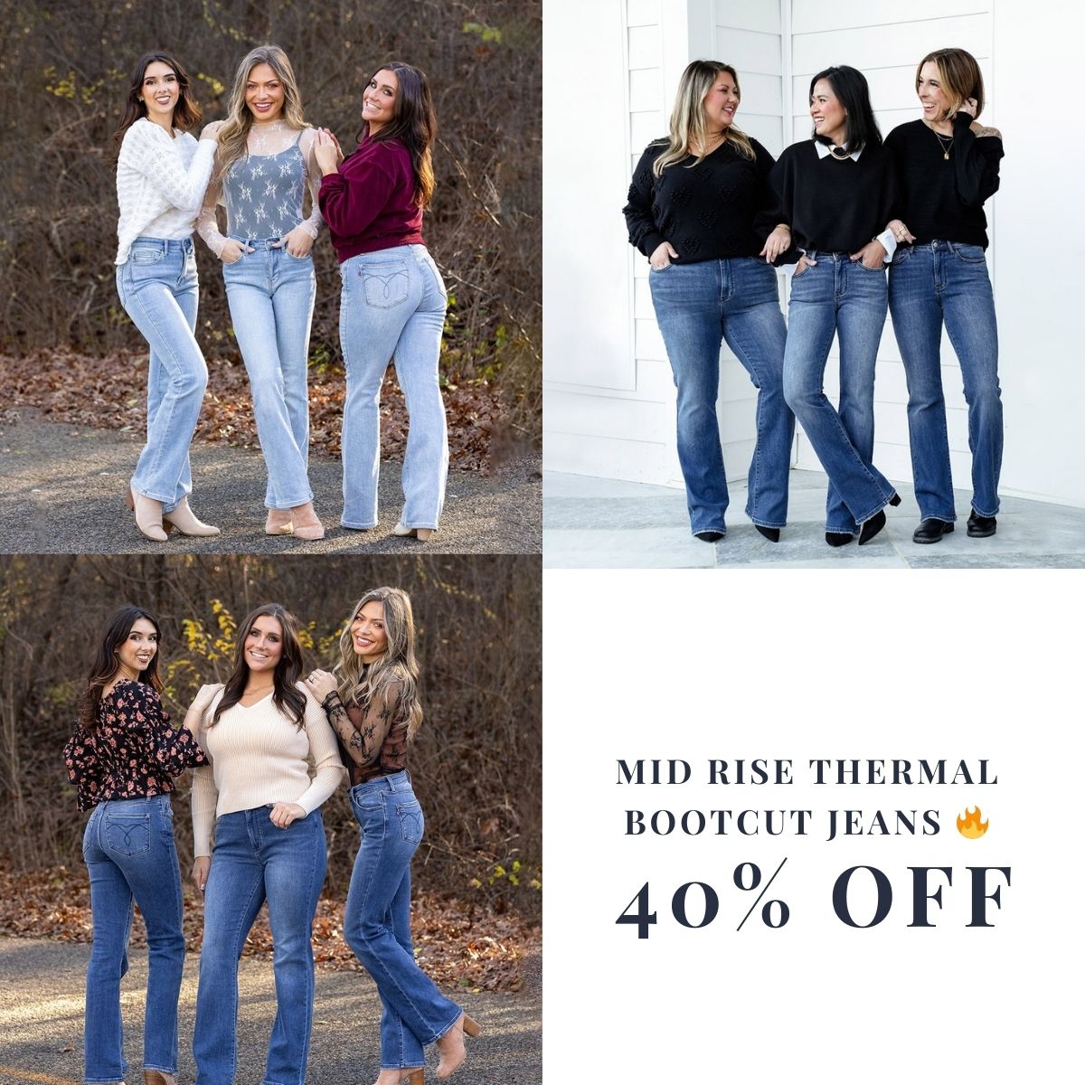Mid Rise Thermal Bootcut Jeans 🔥