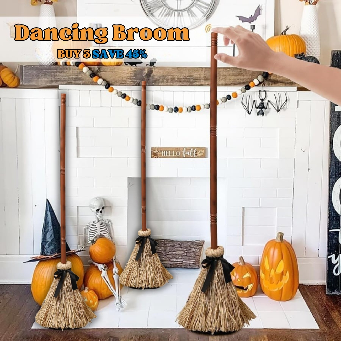 ✨Floating Witch Broom 🧹 Magical Halloween Hovering Decor