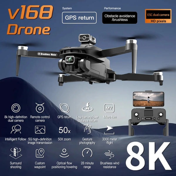 V168 MAX PRO Drone GPS 8K Professional