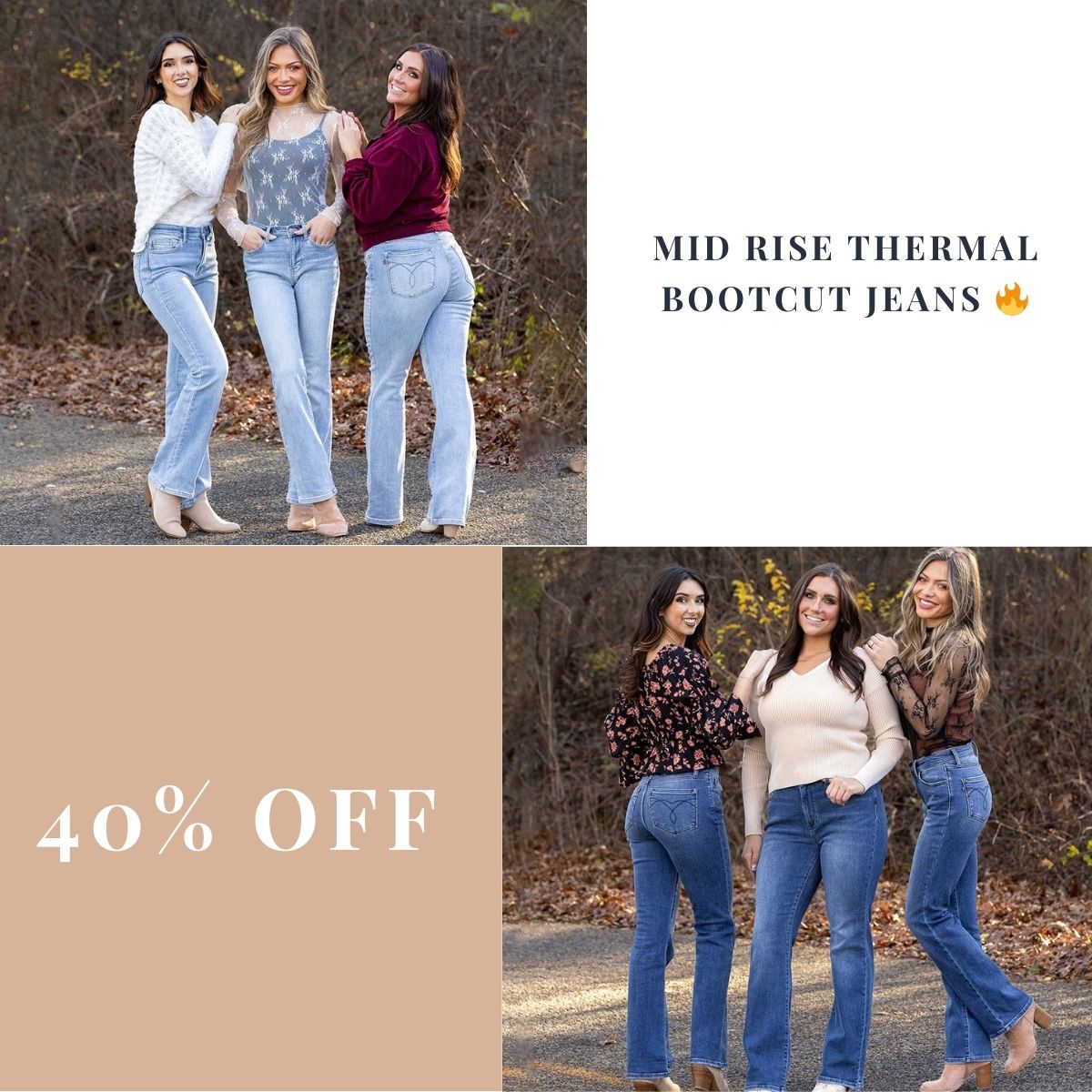 Mid Rise Thermal Bootcut Jeans 🔥