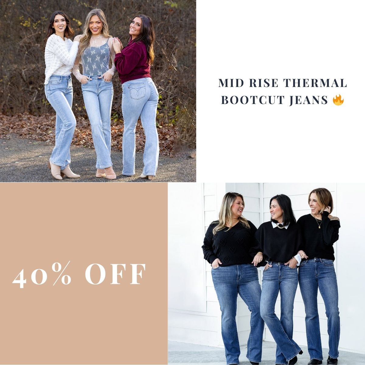 Mid Rise Thermal Bootcut Jeans 🔥