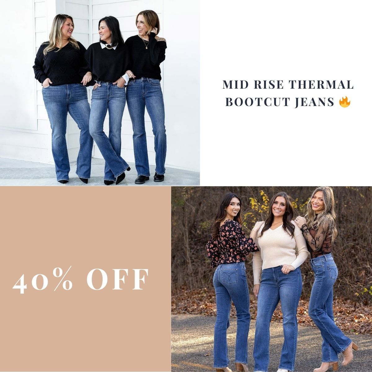 Mid Rise Thermal Bootcut Jeans 🔥