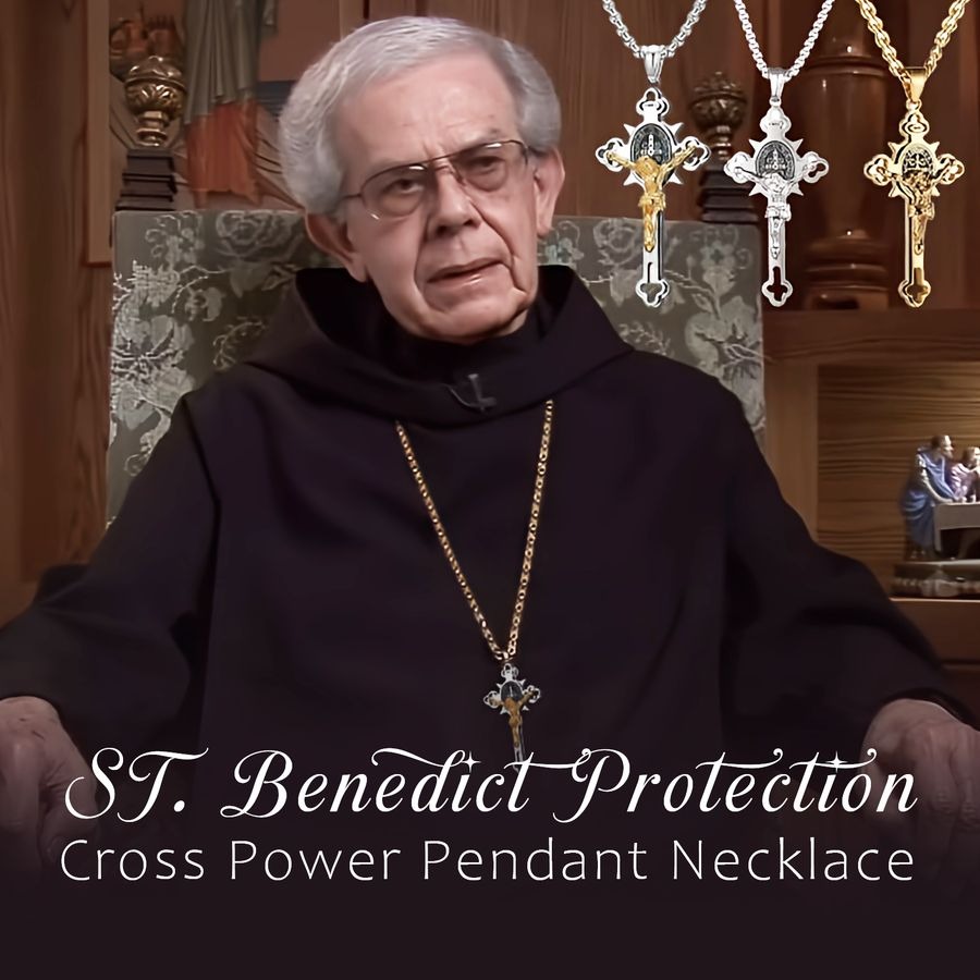 🙏 49% OFF🙏ST.Benedict Protection Cross Power Pendant Necklace