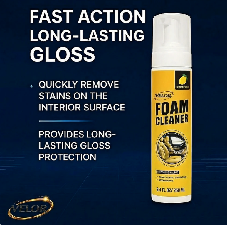 Velor™ FoamLux Interior Cleaner | Silicone-Free Deep Clean & Gloss Protection for Every Surface