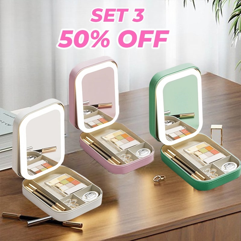 LED Three-Color Adjustable Makeup Mirror (🎁With 5x/10x/15x magnifying mirror)