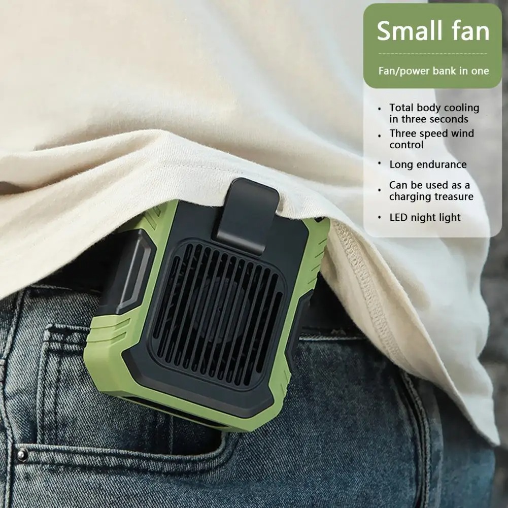 Portable Hanging Waist Fan Rechargeable Quiet Wearable Electric Fan 3 Speed