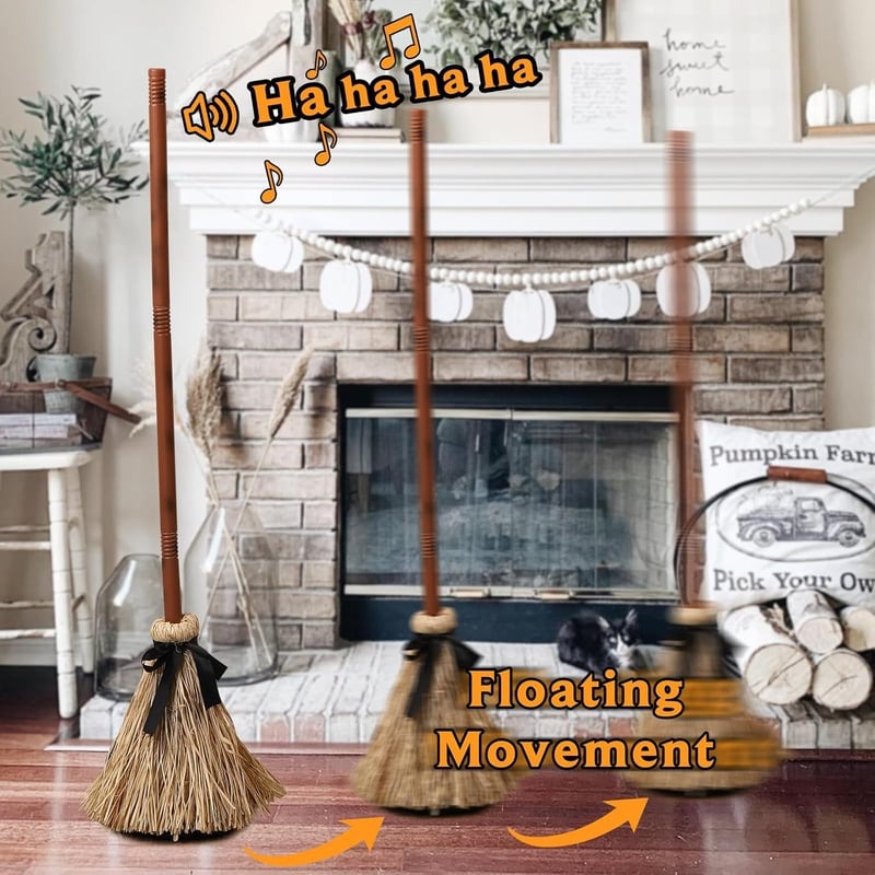 ✨Floating Witch Broom 🧹 Magical Halloween Hovering Decor