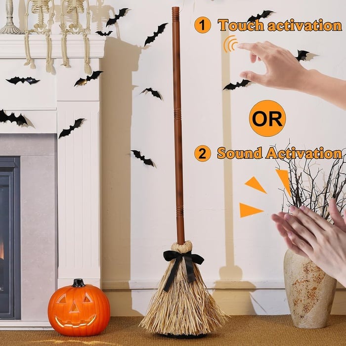 ✨Floating Witch Broom 🧹 Magical Halloween Hovering Decor