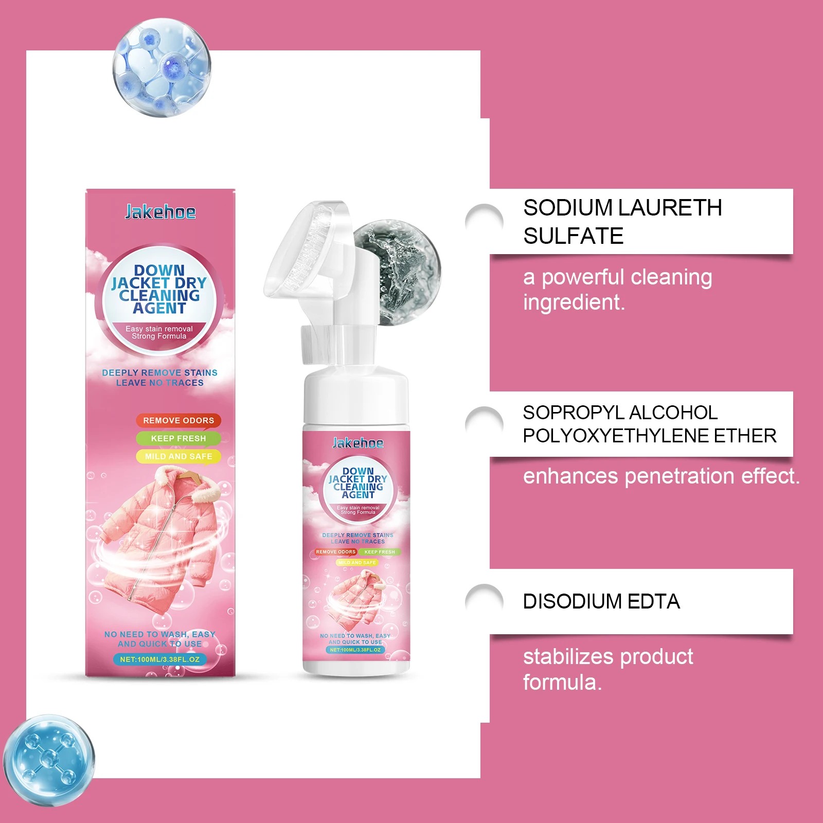 Down Jacket Dry Cleaning Agent Efficiently Cleans Stains Odors Fresh Fragrance Mild & Non Irritating Clothing Dry Cleaning Agent