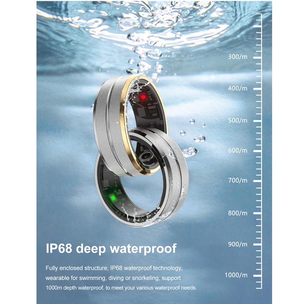 Smart Ring With IP68 Waterproof For Sports Fitness Health Suitable For Android And IOS