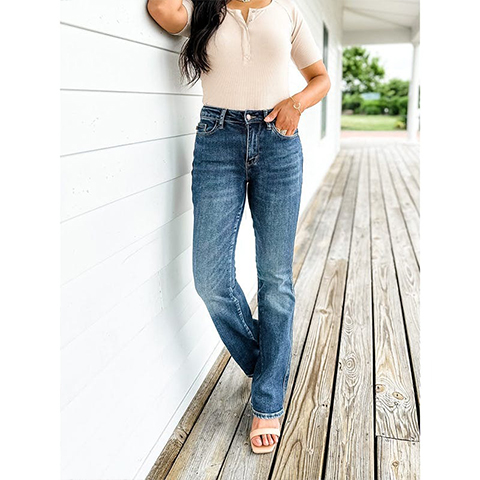 💖 Last day 65% OFF 💖 High Rise Non Distressed Vintage Frayed Hem Bootcut Jeans