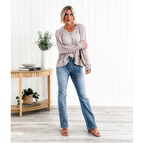 💖 Last day 65% OFF 💖 High Rise Non Distressed Vintage Frayed Hem Bootcut Jeans