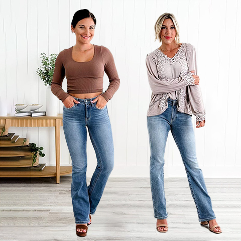 💖 Last day 65% OFF 💖 High Rise Non Distressed Vintage Frayed Hem Bootcut Jeans