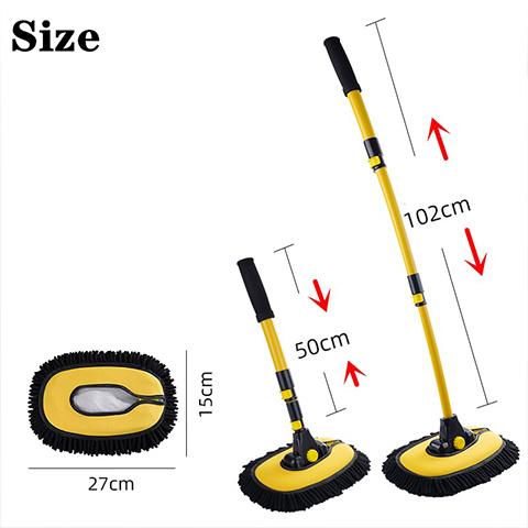 Car Cleaning Brush Car Wash Brush Telescoping Long Handle Cleaning Mop Chenille Broom Auto Accessories