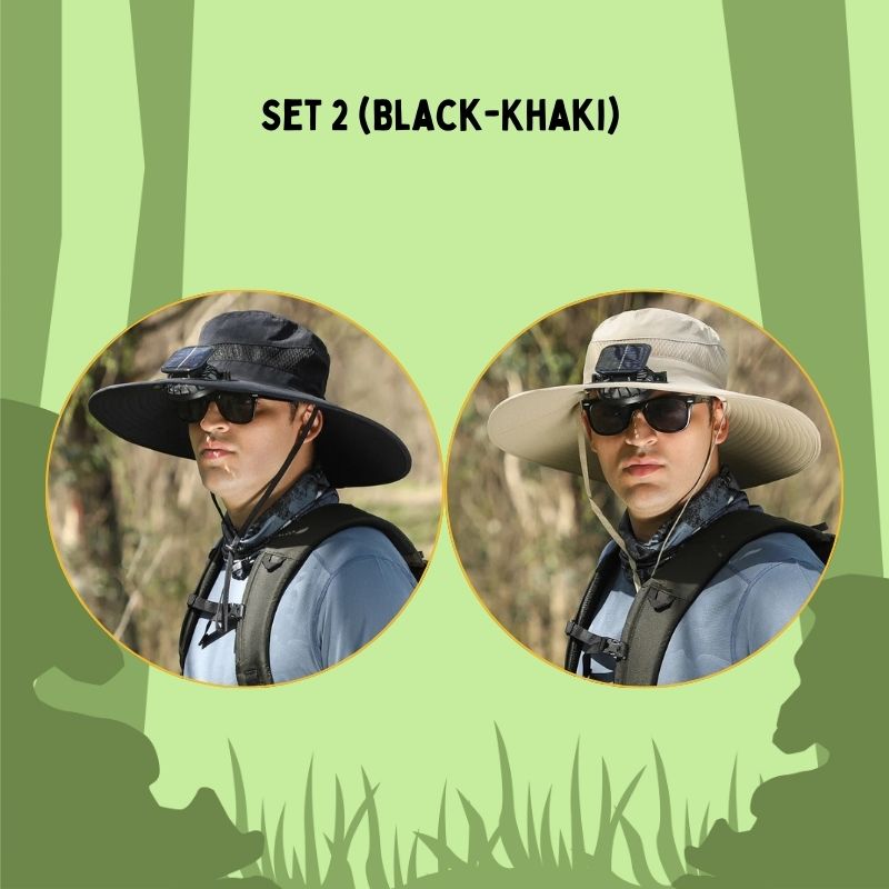 🔥Father's Day Sale 49% OFF - Wide Brim Solar Fan Outdoor Fishing Hat-Solar & USB Charging