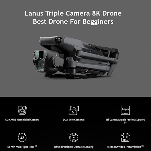 Lanus Triple Camera 8K Drone 2024 - Suitable for beginners - SALE OFF 55%